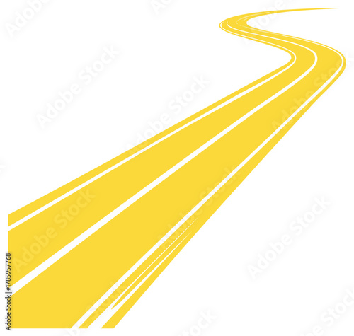 A bright yellow winding road illustration symbolizing a journey or path forward