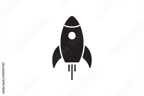Futuristic rocket launch icon set for startup and science concept visualization