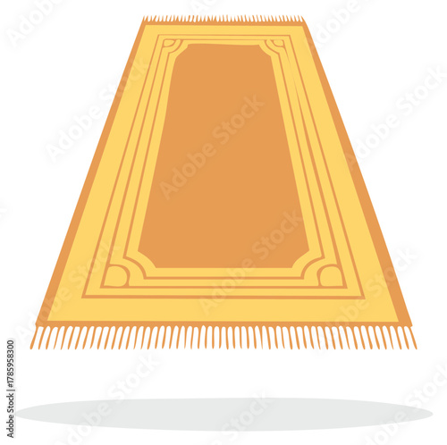 Yellow traditional Muslim prayer rug for worship flat vector illustration