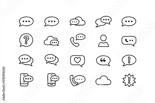 Conversation and chat bubble vector symbols for app and social media design