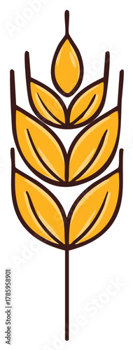 Stylized Golden Wheat Stalk Graphic Illustration, Farming and Agriculture Icon
