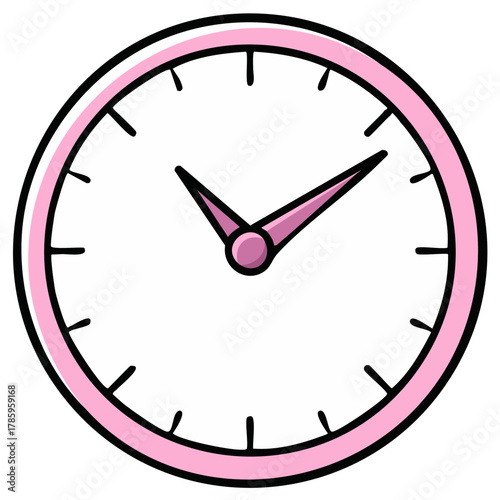 Cute pink cartoon clock illustration showing time passing and scheduling deadlines