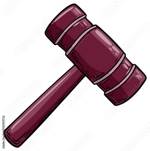 Hand Drawn Illustration of a Wooden Gavel Used in Court Law for Order and Auctions