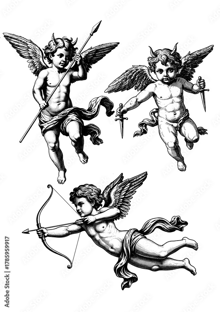 Fototapeta premium Cupid Drawing - Cupid Drawing Pack Series 2