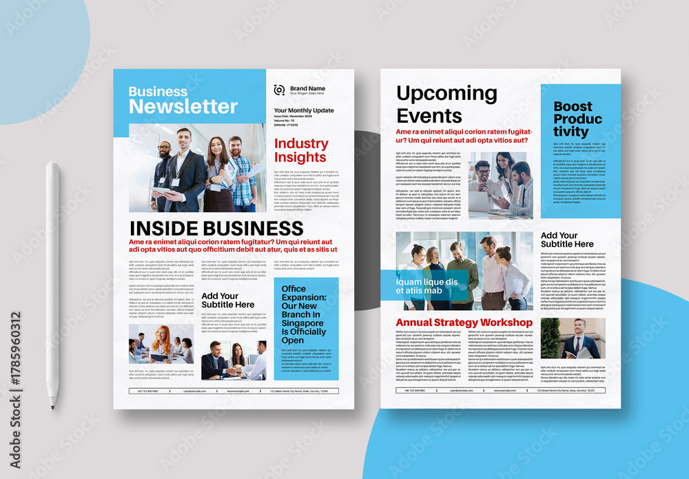 Modern Business Newsletter Design Layout Stock Template | Adobe Stock