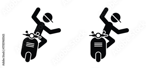 Motor scooter traffic accident, motorcycle accident, personal injury. road accident with motor scooter. Driving hazards. Collisions with another vehicle. Crash of a motorcycle,