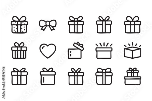 Holiday and celebration present icon pack for gifting and decoration use