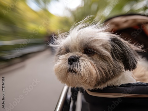 Adorable small dog with flu...