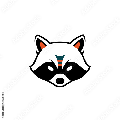 Minimalist Raccoon Animal Head Vector Illustration