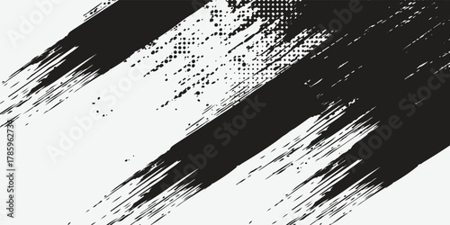 Dynamic Abstract Black Brush Strokes on White Background for Modern Design and Art eps10