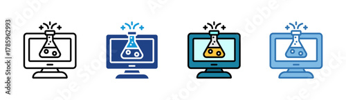 Digital Experiment icon set multiple style collection