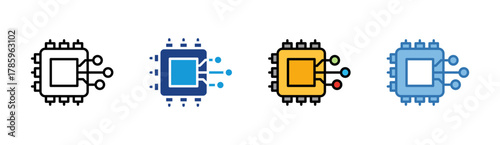 Microchip icon set multiple style collection