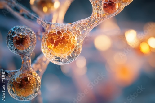 Glowing orange spheres insi...