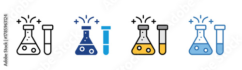 Chemical Experiment icon set multiple style collection