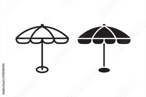 Minimalist vector illustration of beach umbrellas for summer and vacation themes