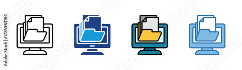 File Management icon set multiple style collection