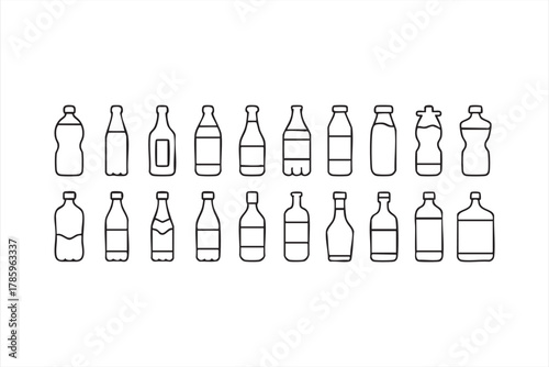Black and white vector bottles for beverage and branding design concepts