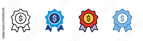 Financial Award icon set multiple style collection