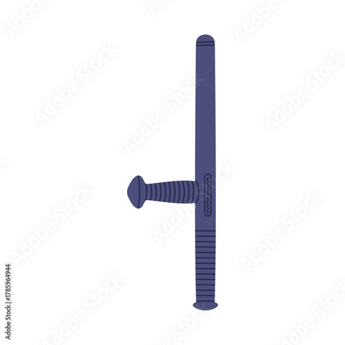 Baton as Police Equipment and Professional Policeman Object Vector Illustration