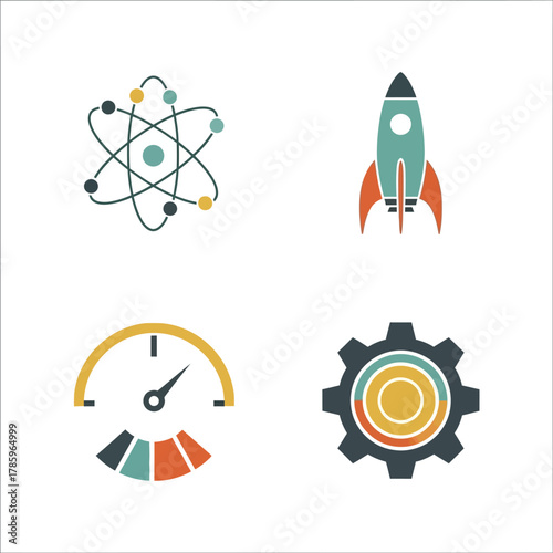 Flat Design Icons for Science Technology and Innovation.