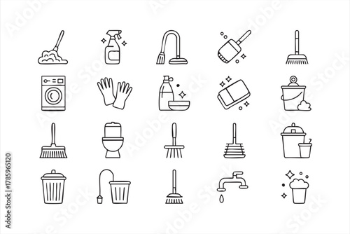 Cleaning tools and supplies vector illustration for home and commercial use