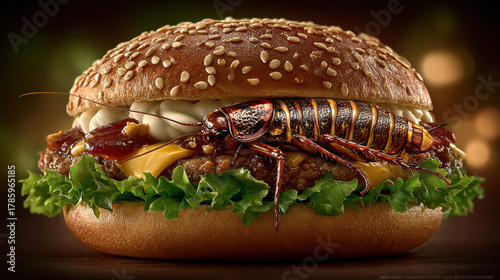 Nauseating hamburger with cockroaches - food of the future or safety hazard