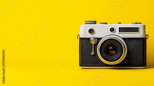 camera on yellow background