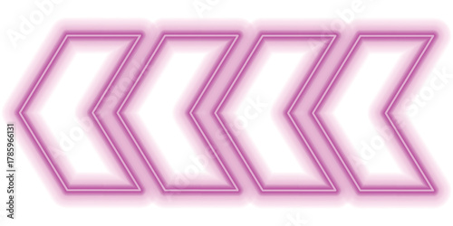 Neon arrow pointer set glowing pink direction indicators vector design element for navigation and user interface EPS vector
