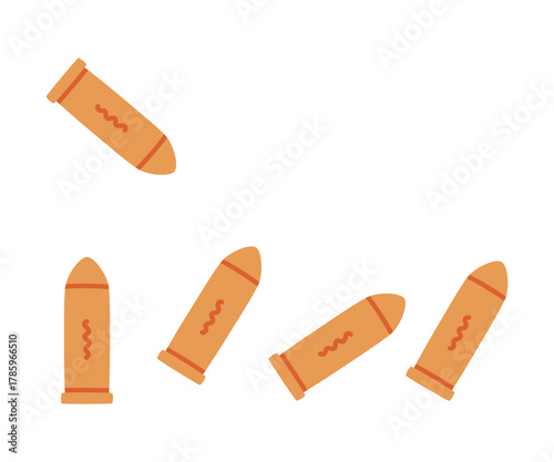 Bullet as Police Equipment and Professional Policeman Object Vector Illustration