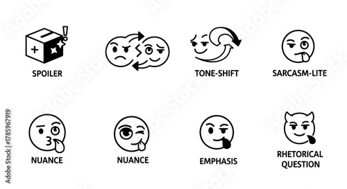 Emojis representing various communication nuances and tones.
