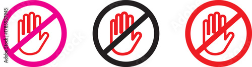 Refuse or reject icon set. stop icon vector  .Set stop red and black sign icon.do not enter sign
