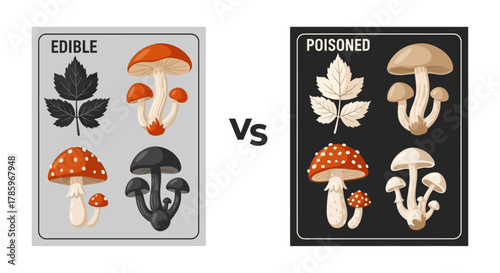Edible vs Poisonous Mushrooms - A Visual Guide to Identification.