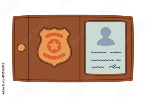 Badge or Id Card as Police Equipment and Professional Policeman Object Vector Illustration