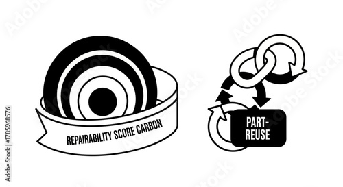 Repairability Score Carbon and Part Reuse Icons.