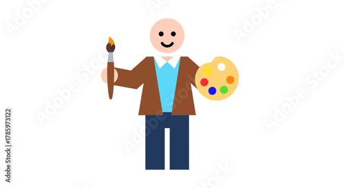 Artist holding a paintbrush and palette.