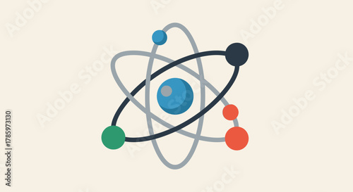 Atom Model Illustration - Exploring Atomic Structure and Science.