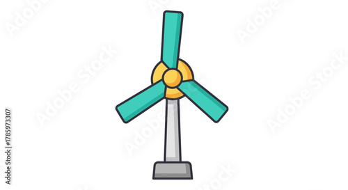 Cartoon Wind Turbine Illustration for Renewable Energy.