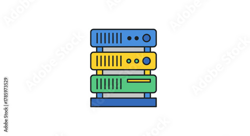 Colorful Server Stack Illustration for Data Storage.