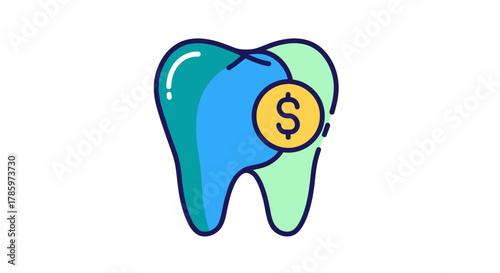Dental Cost Illustration - Tooth with Dollar Sign.