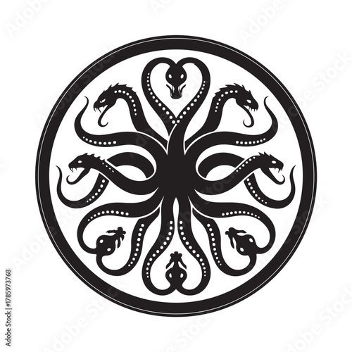 Hydra silhouette vector style design black color . white color background (1).eps