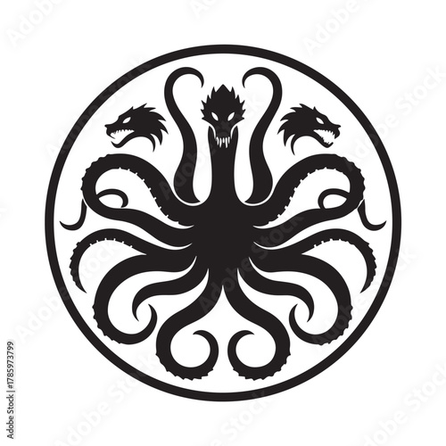 Hydra silhouette vector style design black color . white color background (3).eps