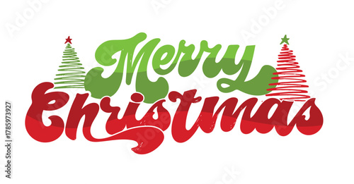 Hello 2026. Merry Christmas and Happy New 2026 Year - cute hand drawn doodle lettering postcard.  Holly Jolly, Tis the season.