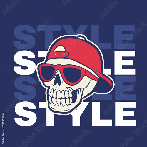 White Skull Wearing Backwards Cap.