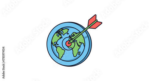 Global Target - Arrow Hitting Earth Illustration.
