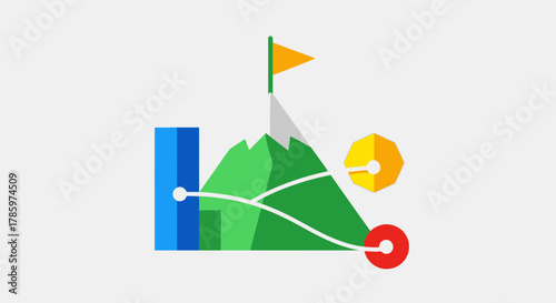 Mountain Peak Goal Achievement and Success Concept.