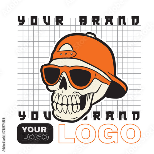 White Skull Wearing Backwards Cap.