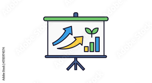Presentation board showing business growth and development.