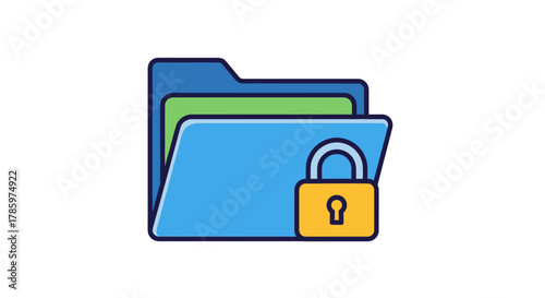 Secured folder with padlock for data protection and privacy.