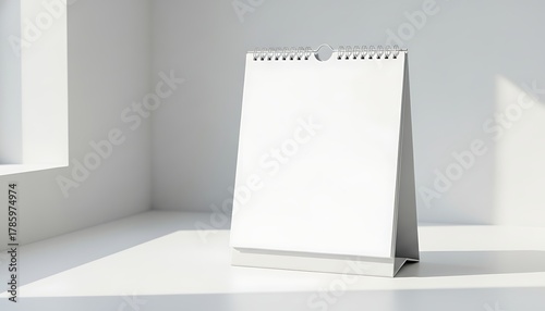 Blank desk calendar mockup template for branding design and presentation in white room