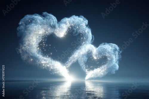 Two luminous heart-shaped c...